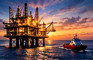 Oil and gas platform at sea